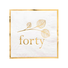 White 40th Birthday Anniversary Large Dinner Napkins - 16 Pack S0162 - Pretty Day