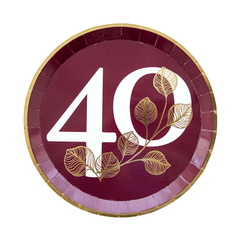 7" Mauve 40th Dessert Plates - 8 Pack  S4160 - Pretty Day