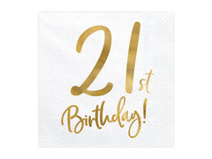 21st Birthday Party Napkins- 20pk S8094 - Pretty Day