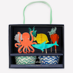 Octopus & Shark Cupcake Kit (x 24 toppers) - Pretty Day