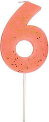 Meri Meri - Coral Number 6 Candle S2118 - Pretty Day