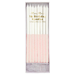 Pale Iridescent Pink Glitter Dipped Candles  S1149 - Pretty Day