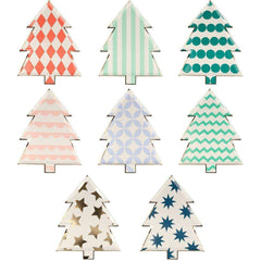 Patterned Christmas Tree Plates 8pk M1088 - Pretty Day