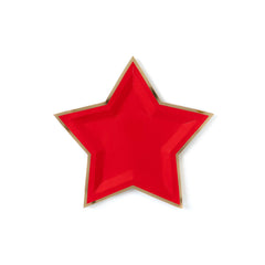 Red Star Shaped 9" Gold Foiled Plates - 8 Pack S2136 - Pretty Day