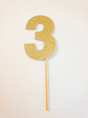 3 Glitter Cake Topper- 3" - Pretty Day