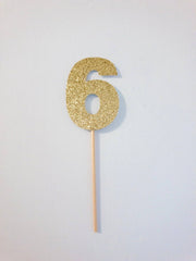 6 Glitter Cake Topper- 3" - Pretty Day