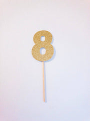 8 Glitter Cake Topper- 3" - Pretty Day