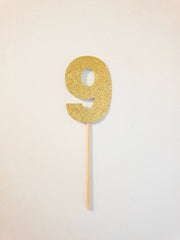 9 Glitter Cake Topper- 3" - Pretty Day