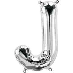 Small 16"  Silver Letter J Balloon S4019 - Pretty Day