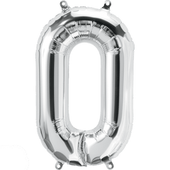 Small 16"  Silver Number 0 Balloon S4009 - Pretty Day