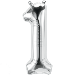 Small 16"  Silver Number 1 Balloon S4008 - Pretty Day
