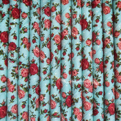 Floral Pattern Blue Eco Friendly Paper Straws S9095 - Pretty Day