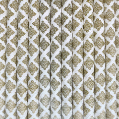 Gold Paisley Pattern Eco Friendly Paper Straws S3107 - Pretty Day