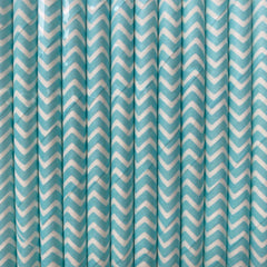 Light Blue Chevron Eco Friendly Paper Straws S4125 - Pretty Day