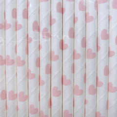 Light Pink Heart Eco Friendly Paper Straws S2149 - Pretty Day