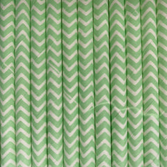 Mint Green Chevron Eco Friendly Paper Straws S3071 - Pretty Day