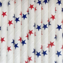Red, White and Blue Star Eco Friendly Paper Straws S4122 - Pretty Day
