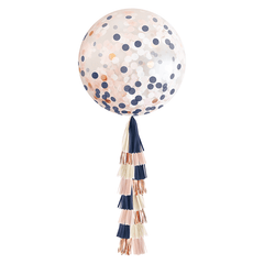 36" 3ft Confetti Balloon & Tassel Tail - Navy, Blush & Rose S3131 - Pretty Day