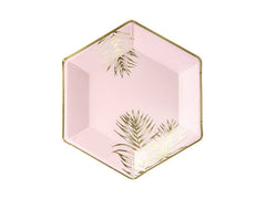 Leaves Design Pink Plates- 6pk Large  S5161 - Pretty Day