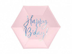 Powder Pink Birthday Plates- Large 6pk S5089 - Pretty Day